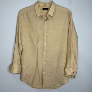 Theory Men’s Buttoned Down Long Sleeve Linen Blend Zack Rotuma Shirt Size S